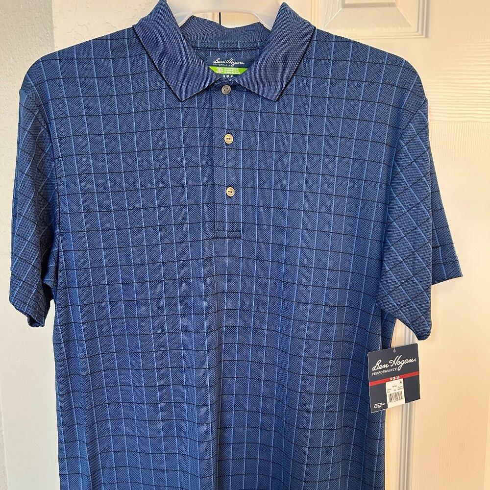 Ben Hogan Performance Short Sleeve Polo - Blue Checker - Medium - NWT